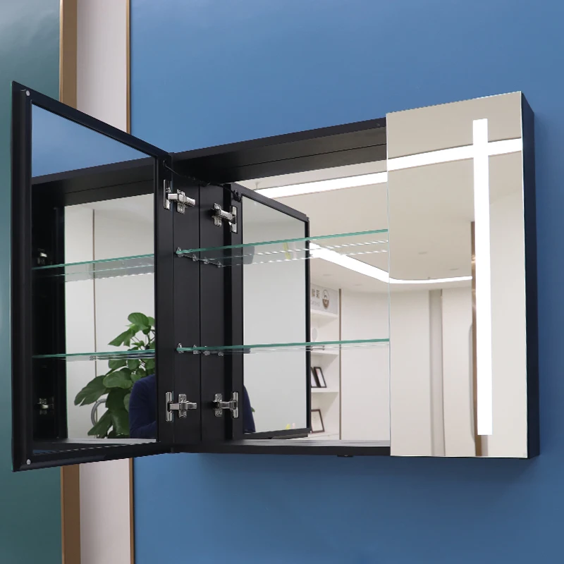Touch Sensor Wall Mounted Bathroom Vanity LED Medicine Mirror Cabinet