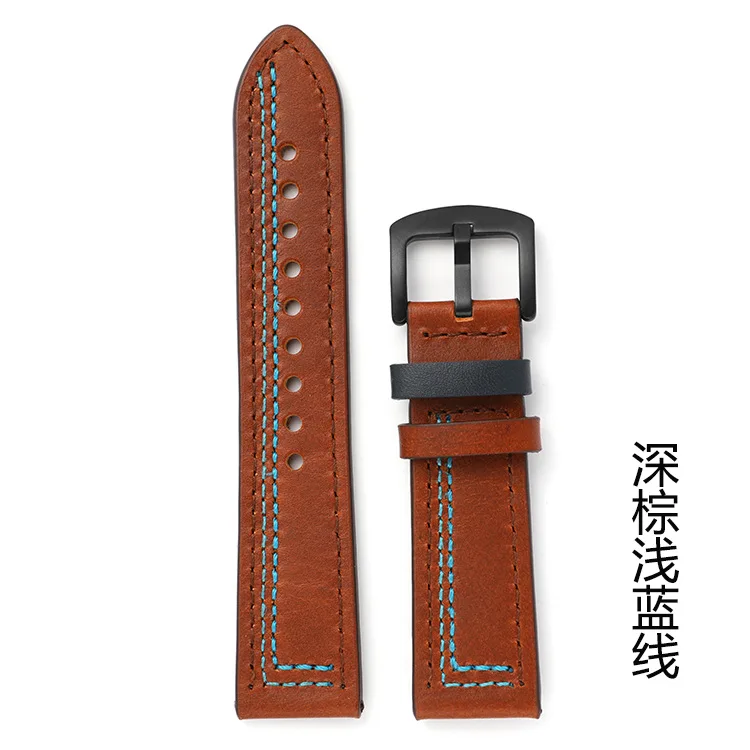 Top layer cow leather sports watch strap high quality low MOQ with quick release springbars for smart watch
