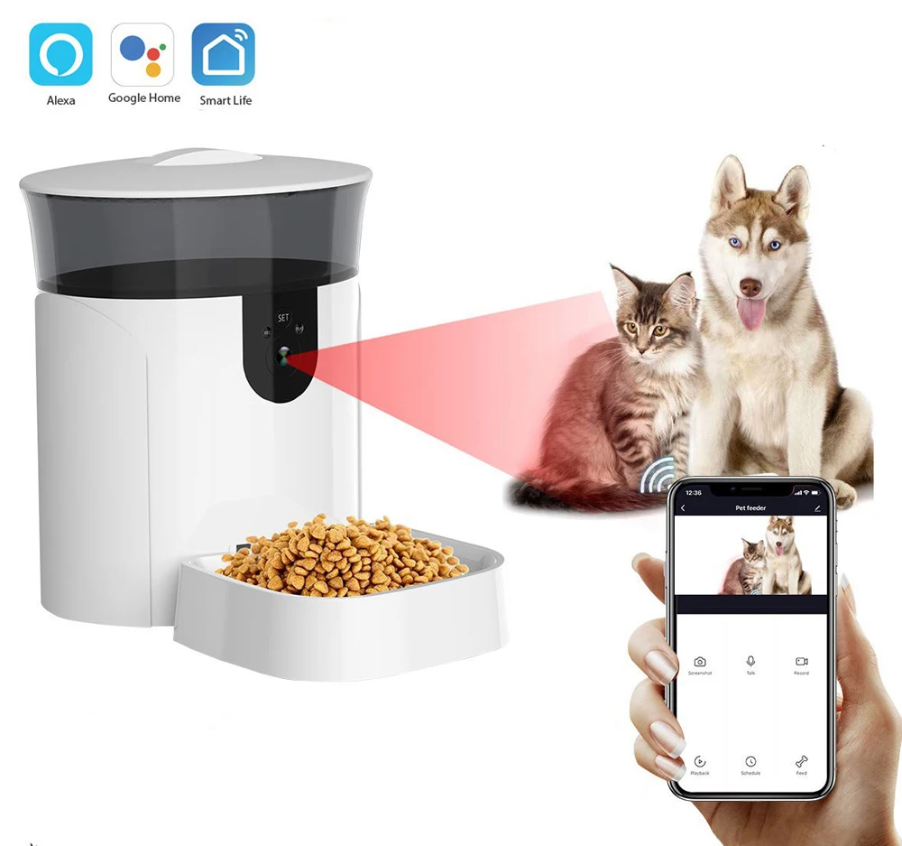 RSH Factory Wifi Remote Camera Control 7L Dog Food Feeder Smart Microchip Automatic Pet Feeder