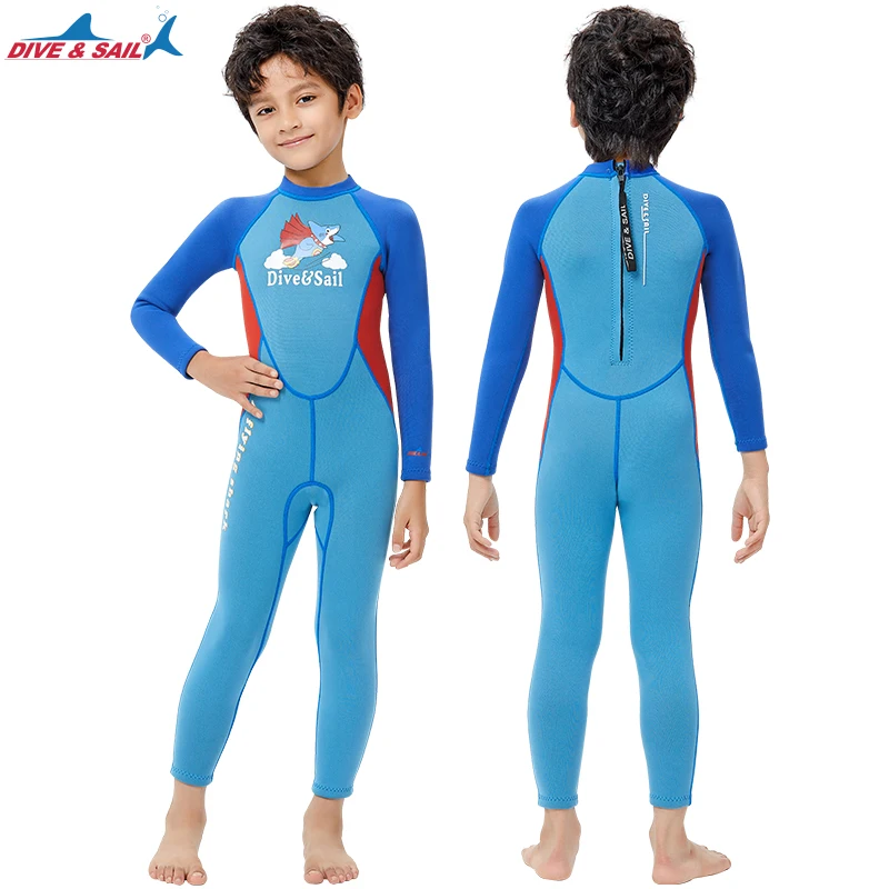 Kids Wetsuits Neoprene 2.5mm Thick Long Sleeve Wram Swimwear Diving Suit Boys One Piece UV Protection Wetsuit For Water Sports