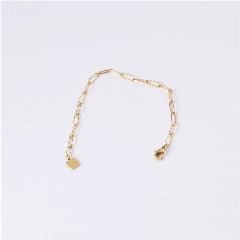 Sland Checkered Thick Stainless Steel 14k Gold Plated Bracelet