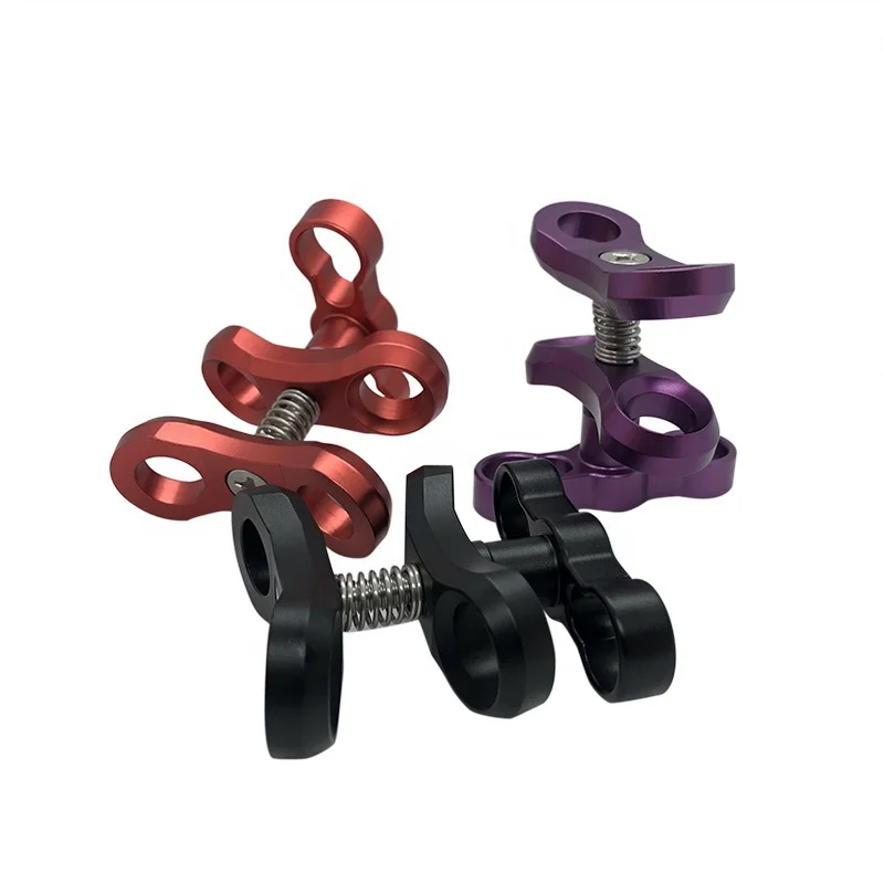 Hot Sale CNC Camera Accessory 2-Hole Diving Lights Ball Butterfly Clip Arm Clamp Mount