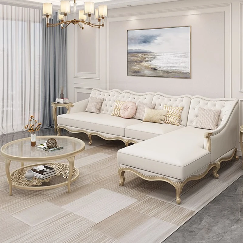 Hot Selling Europe Style Fabric Living Room Sofas Modern L Shape Sofa Set Furniture royal sofa set luxury living room furniture