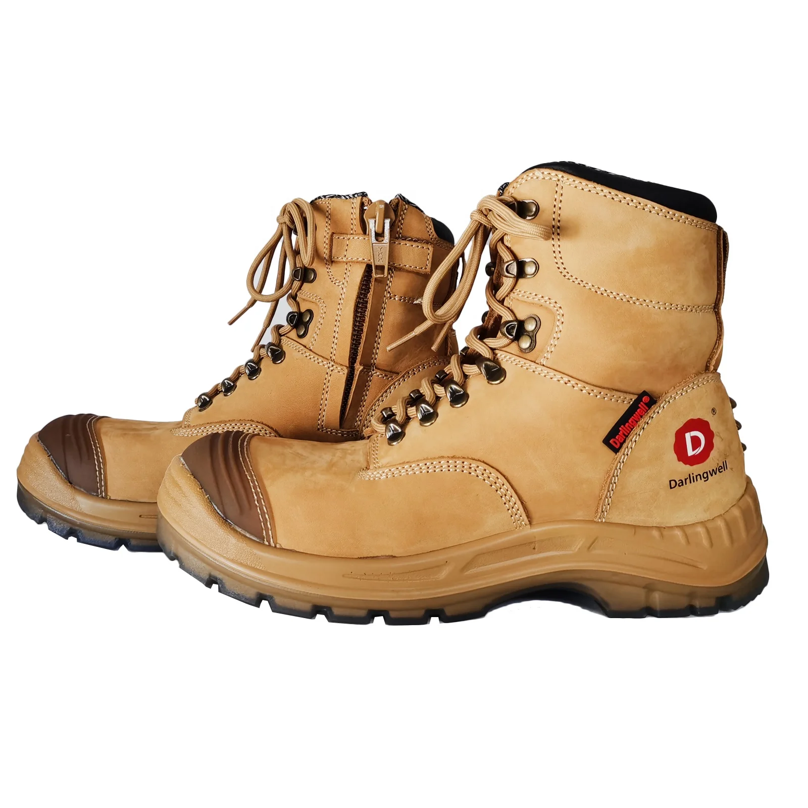 safety boots with unique design Wheat nubuck leather industrial safety boots with steel toe mining safety shoes