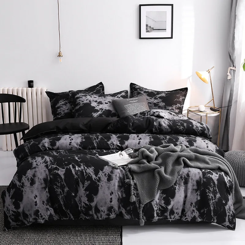 Wholesale bed linen black bed linen set duvet set four-piece bed linen and duvet set pillow case