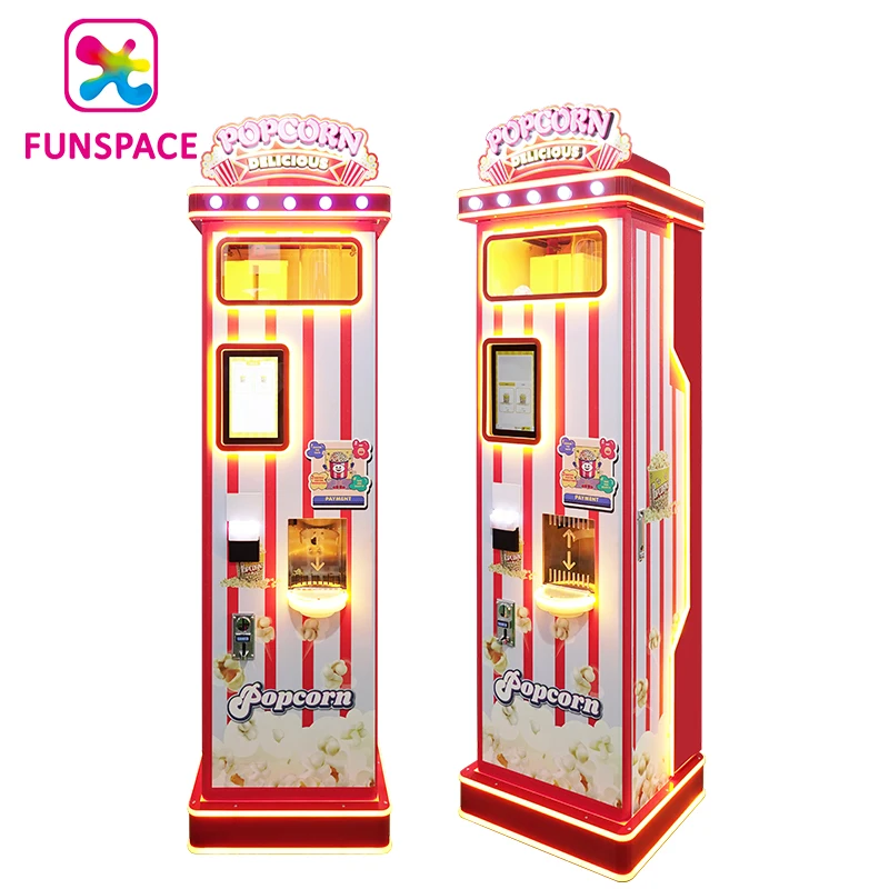 New  Design Popcorn Vending Machine Fully Automated Commercial Product Custom Coin Operated bill credit card Flavoured Pop Corn