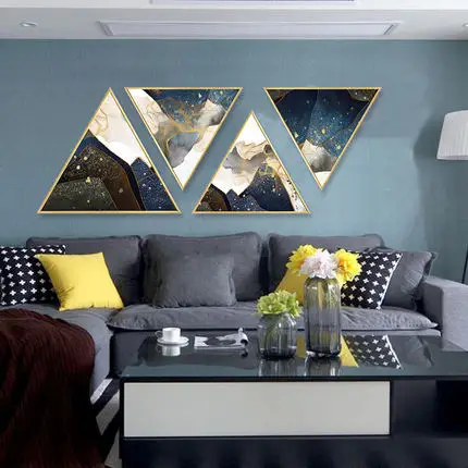Abstract Triangle Wall Art Picture  Home Decor Painting Modern Oil Canvas Painting Print For Living Room