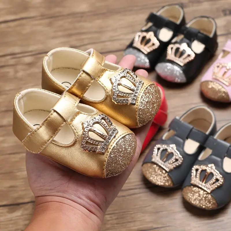 Glitter Crown Princess Wholesale Girls Toddler First Walker Baby Shoes