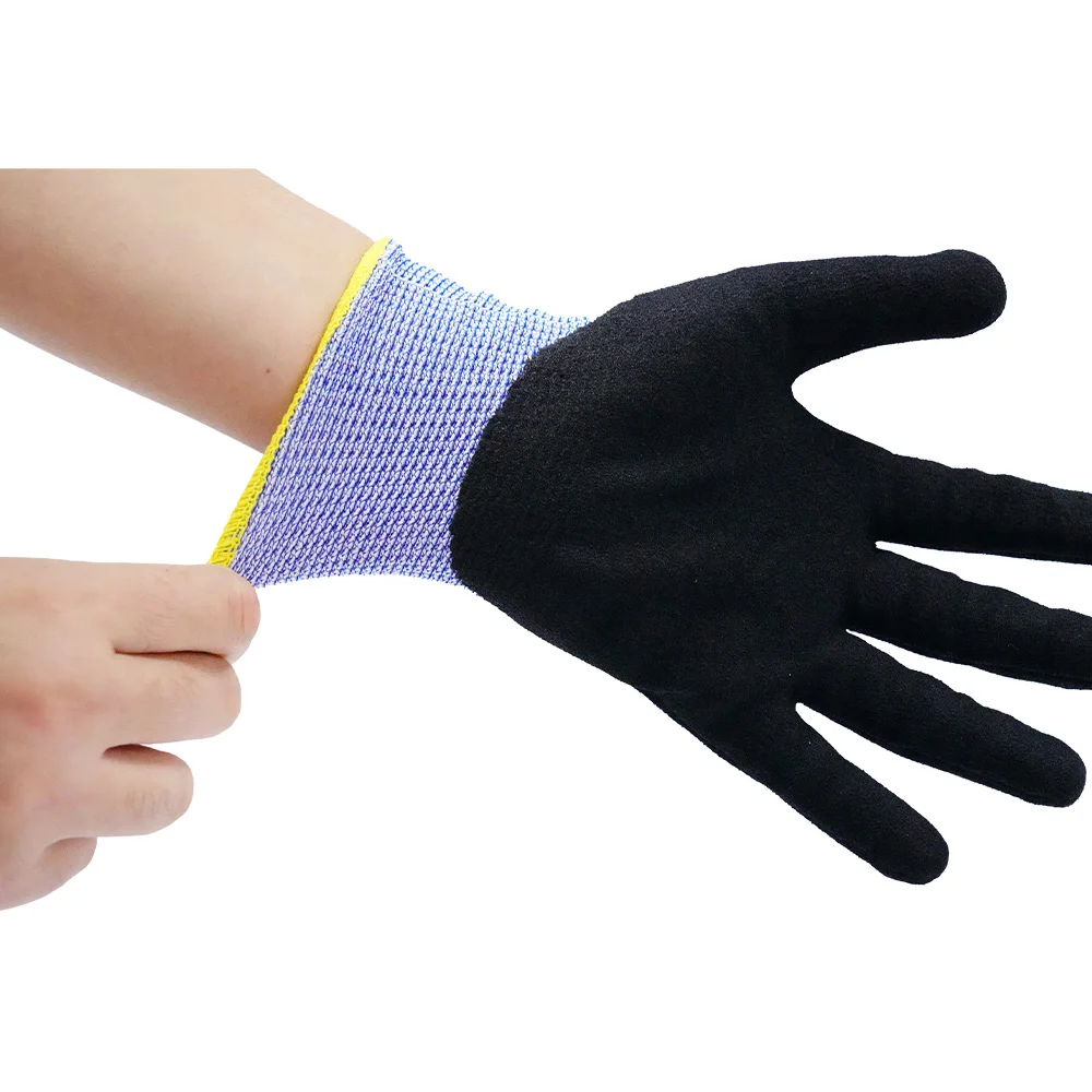 Manufactory 13 Gauge ANSI Cut A6 Sandy Nitrile Coated Good Grip Touchscreen  Industrial Work Gloves