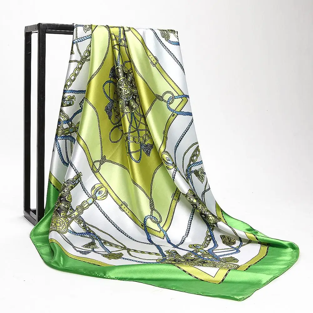 
Women Foulard 90 x 90cm Square Head Hijab Scarf Ladies Chiffon Shawl Female Wrap Silk Scarves 