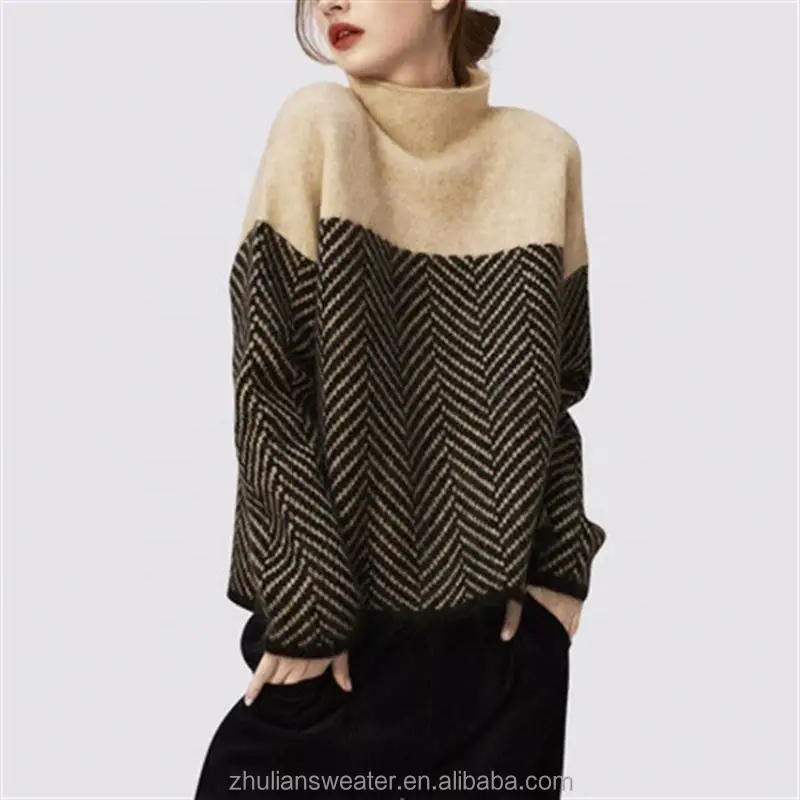 Knitted Sweater Women Pullovers Ladies Autumn Winter Loose Printed Sweaters Female Casual Sweater