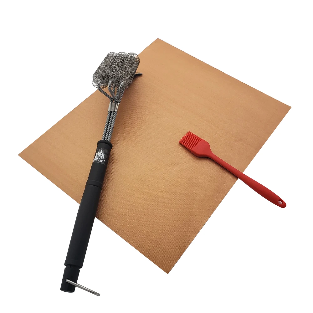 2 pcs Non-stick BBQ Grill Mat Plate Sheet Reusable Barbecue Grilling Mat Tools Easy Clean Black