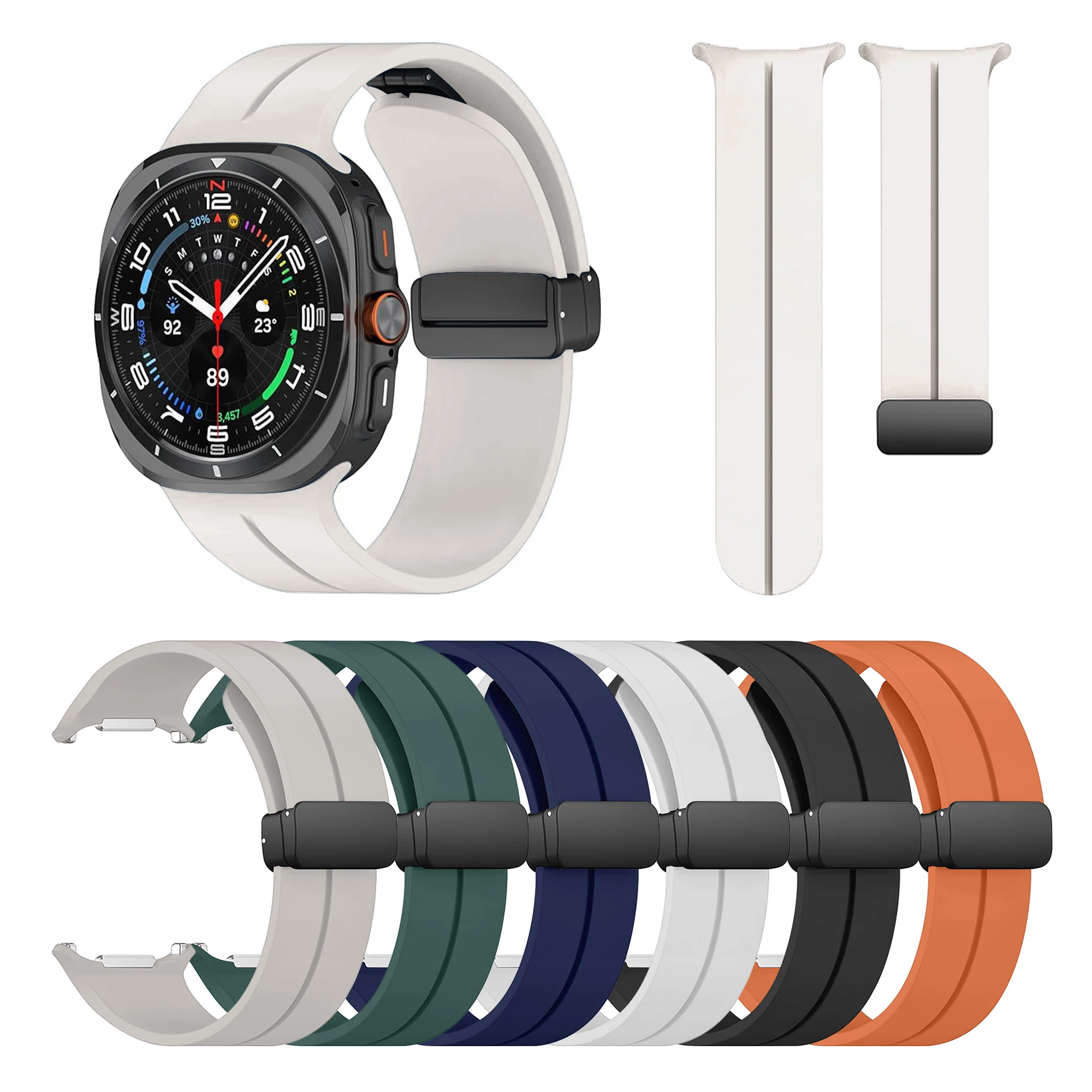 RYB For Samsung Galaxy Watch Ultra Watch Rubber Straps 22mm Sport Silicone Magnetic Breathable Waterproof  Unique Watch Bands