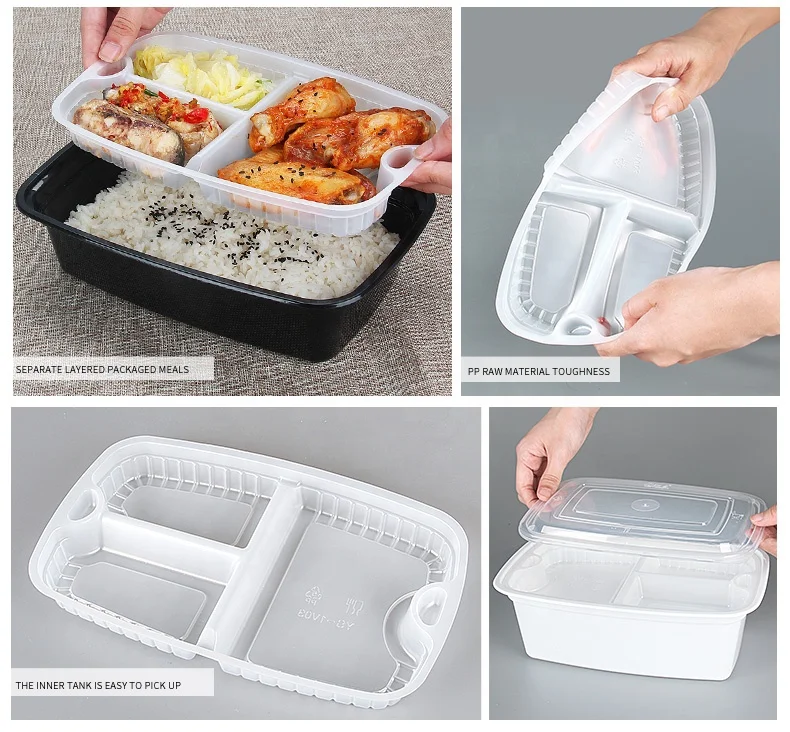 500ml lunch bento box fast food meal prep PP disposable plastic container for sale
