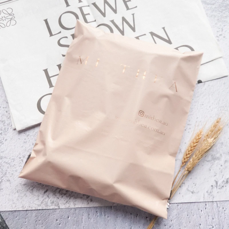 customized eco friendly matt black poly mailer plastic mail courier shipping packaging postage bag for garment
