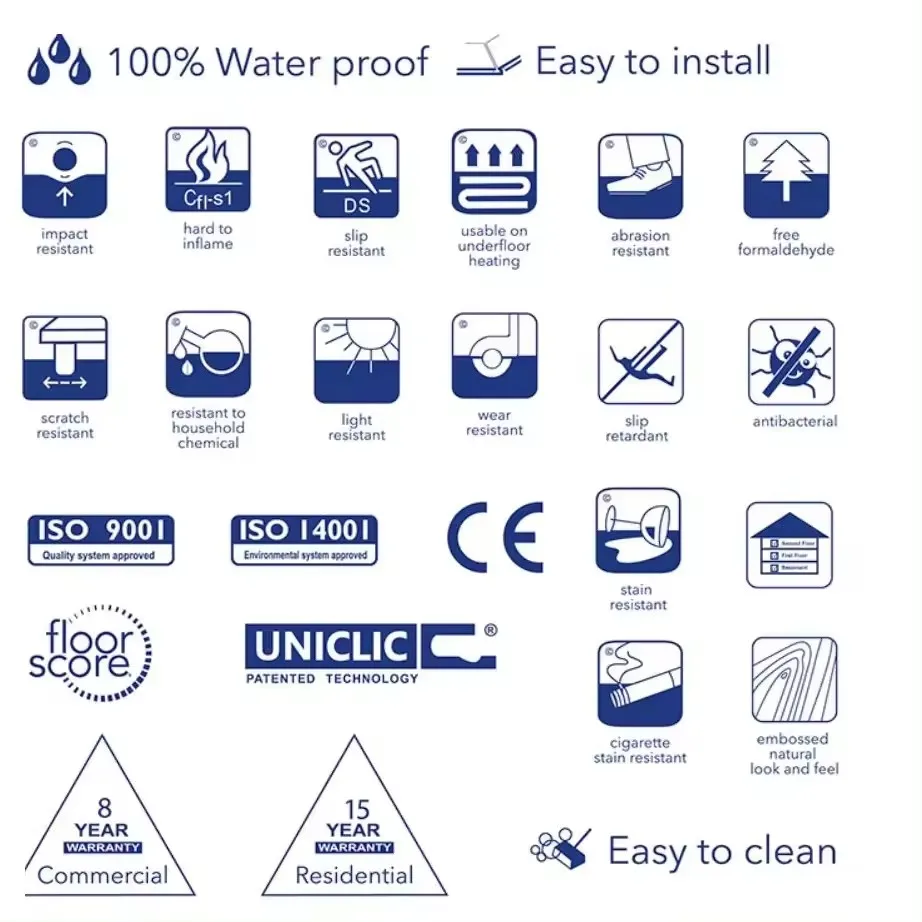 6mm High Gloss Floating Luxury SPC Vinyl Click Lock Plank Flooring