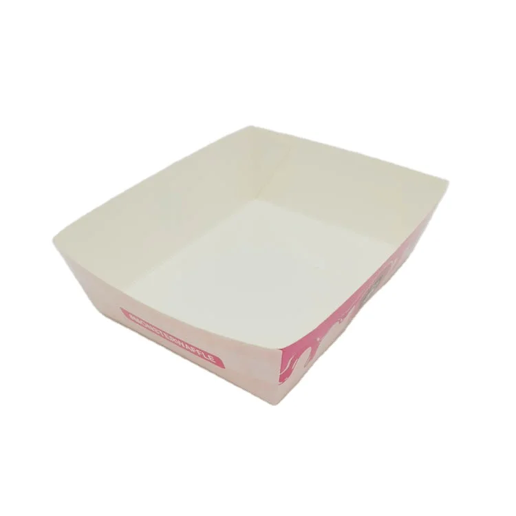 Eco Friendly Customized Logo Grease Proof Paper Boat Food Tray For Fried Food Packing Box With Open Face