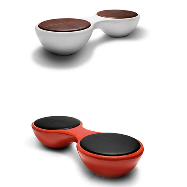 FRP Wood Two Conjoined Chair Novelty Sunglass Shape Durable Outdoor Park Garden Lounges Bench Relax Leisure Chair Seat