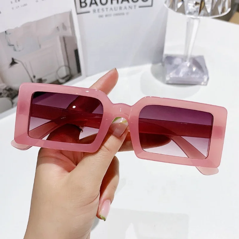 Hot Fashion Trendy Vendors Wholesale Boutique Cheap Women Small Pink Square Rectangle Frames Shades Sun Glasses Sunglasses