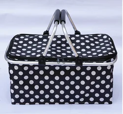 New fashion collapsible supermarket storage shopping basket folding large insulated shopping basket for picnic