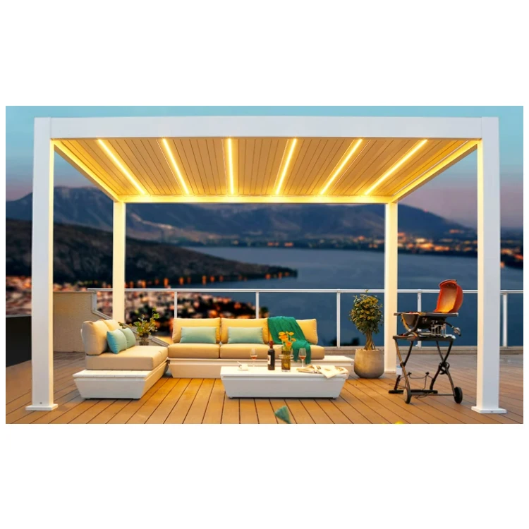 YASN Modern Aluminum Pergola Pavilion Garden Outdoor Sun Shade Electric Bioclimatic Louvered Pergola