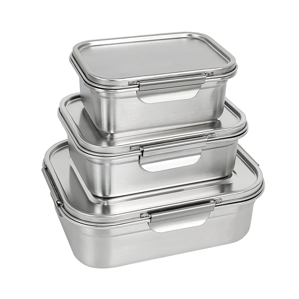 Lihong Stainless steel lunch box for school bento tiffin box containers double/four seal buckle 304 steel tiffin box for kids