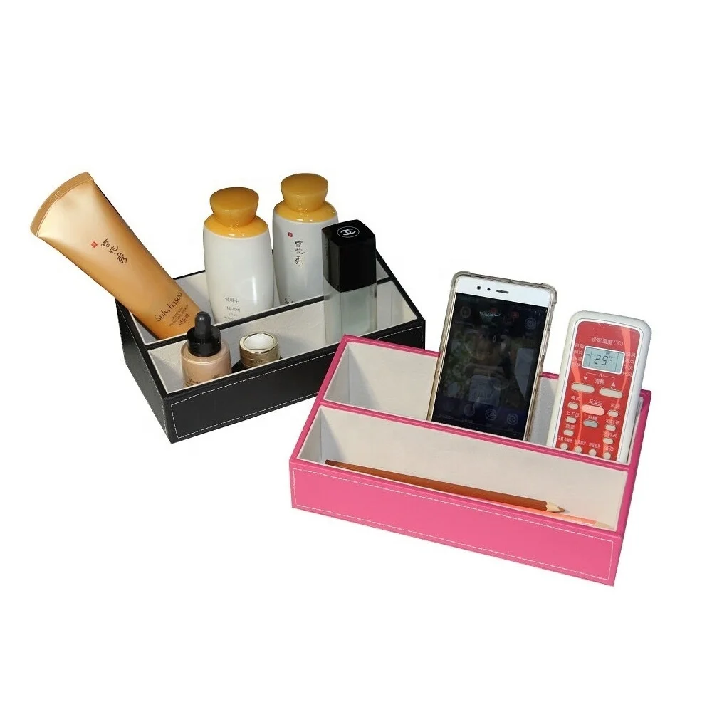 LG8108 Multi-purpose PU Leather Desk Cosmetics Storage Case  Sundries Organizer Remote Control Holder