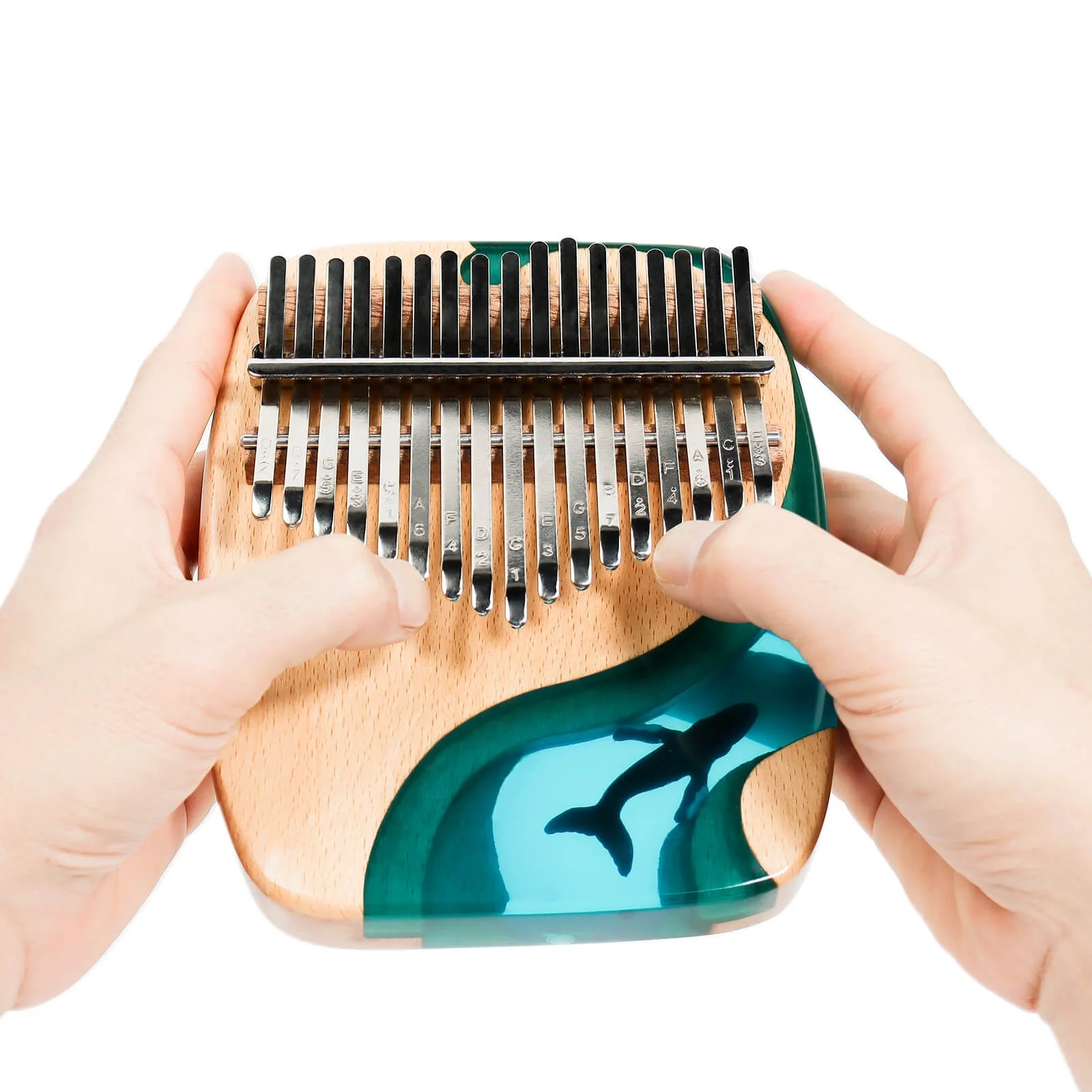 Resin Kalimba 17 Key Exquisite Finger Thumb Piano Marimba Musical Instrument Good Accessory Pendant Gif Kalimba(17 Key, blue)