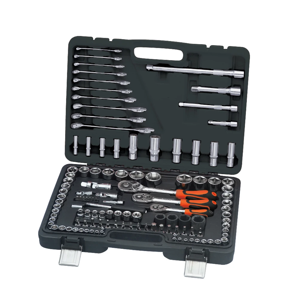 120pcs crv steel deep socket wrench spanner set in tool box