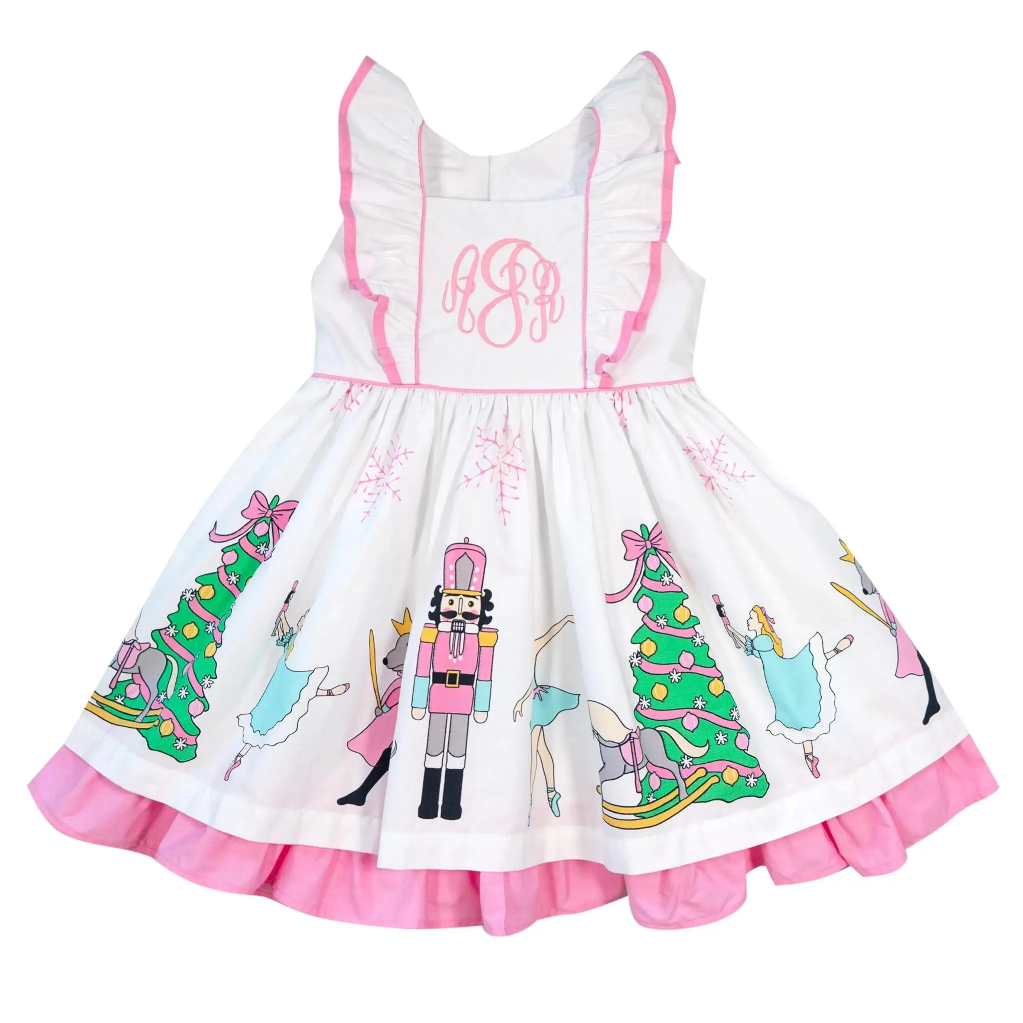 Christmas Nutcracker Ballet print pink girls dress cute boutique kids dresses