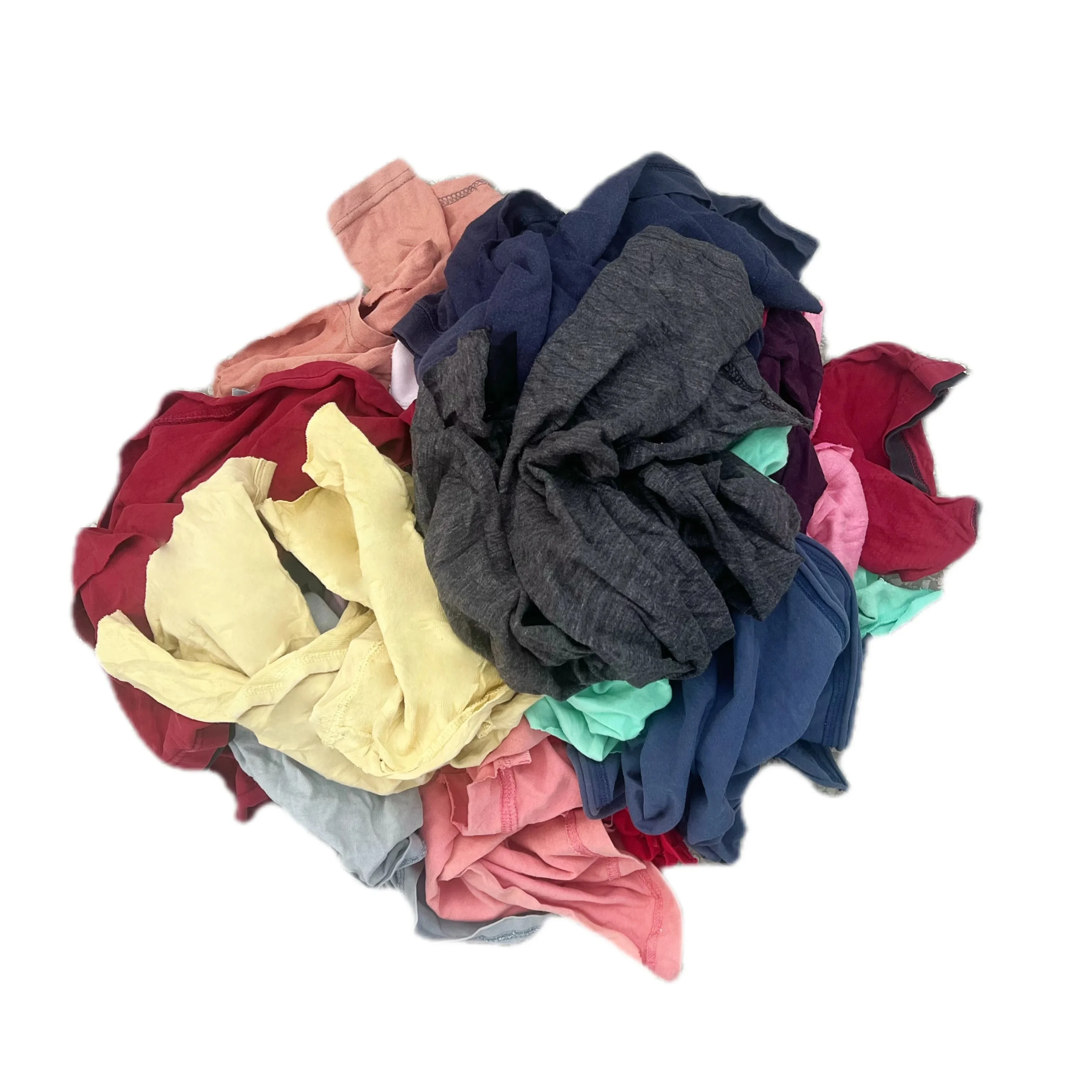Marine Used 10 kg Bales Cotton Wiper White Cotton Rags Dark  Colored T-shirt 100% Cotton Rags for Industrial Wiping Cleaning
