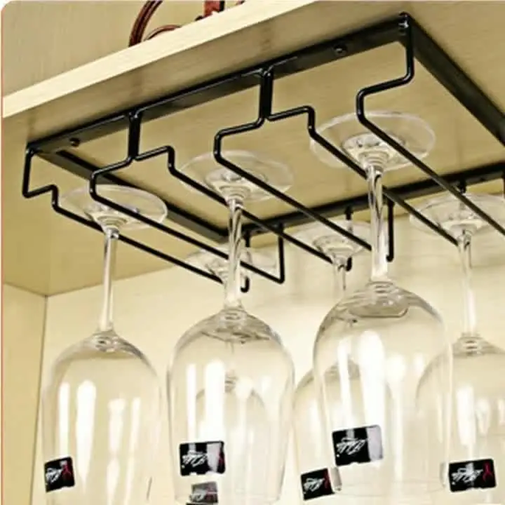 Mountable Creative Household Cup Wall Mount Mental Hanging Storage no punch upside down drain Stemware Wine Glass Rack