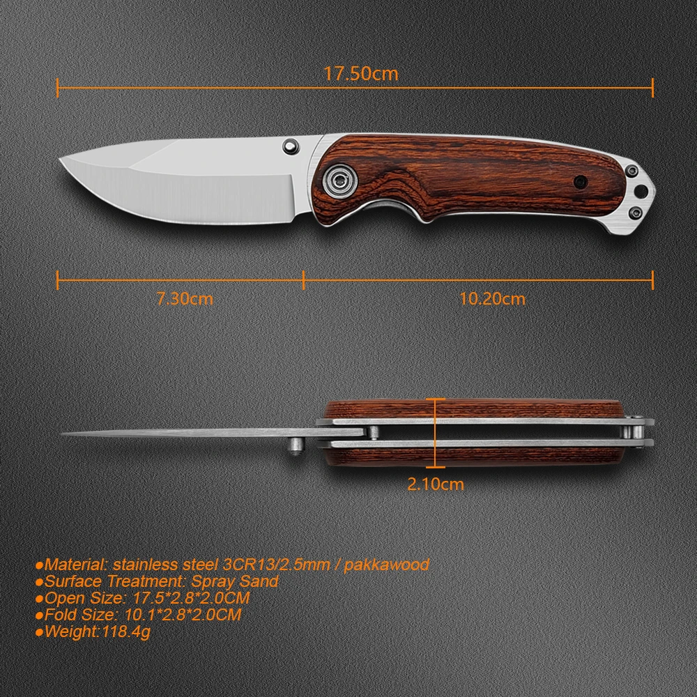 high quality outdoor hunting camping folding wooden handle pocket survival folding camping knife