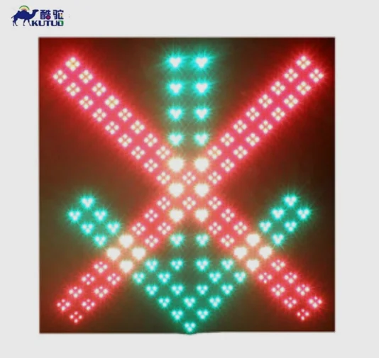 Square red cross and green arrow highway toll booth light