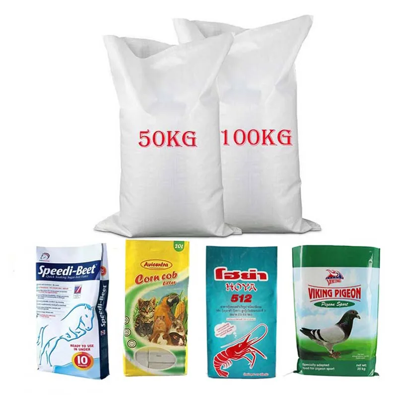 Custom design plastic cat litter food packaging 10kg poly feed bag bopp laminated woven polypropylene sacks with handle