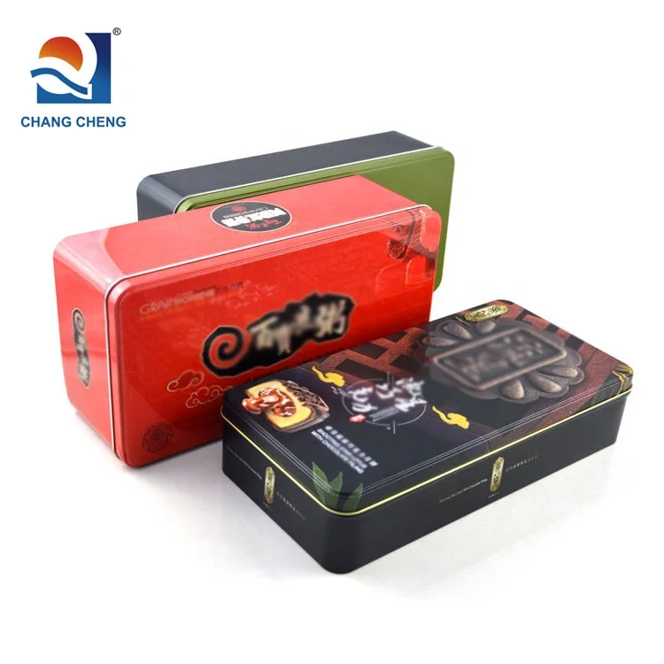 Metal Rectangle Food Tin Box Chinese Pastry Chocolate Cake Tin Box High Quality Food Chocolate Cake Tin Box