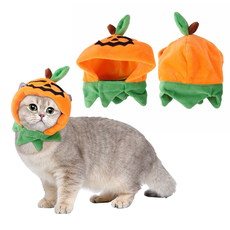 Cute Pet Pumpkin Hat Halloween Pet Dog Cat Hat Dress Up Headdress Small Dog Cat Cosplay Costume Funny Party Decorative Hats