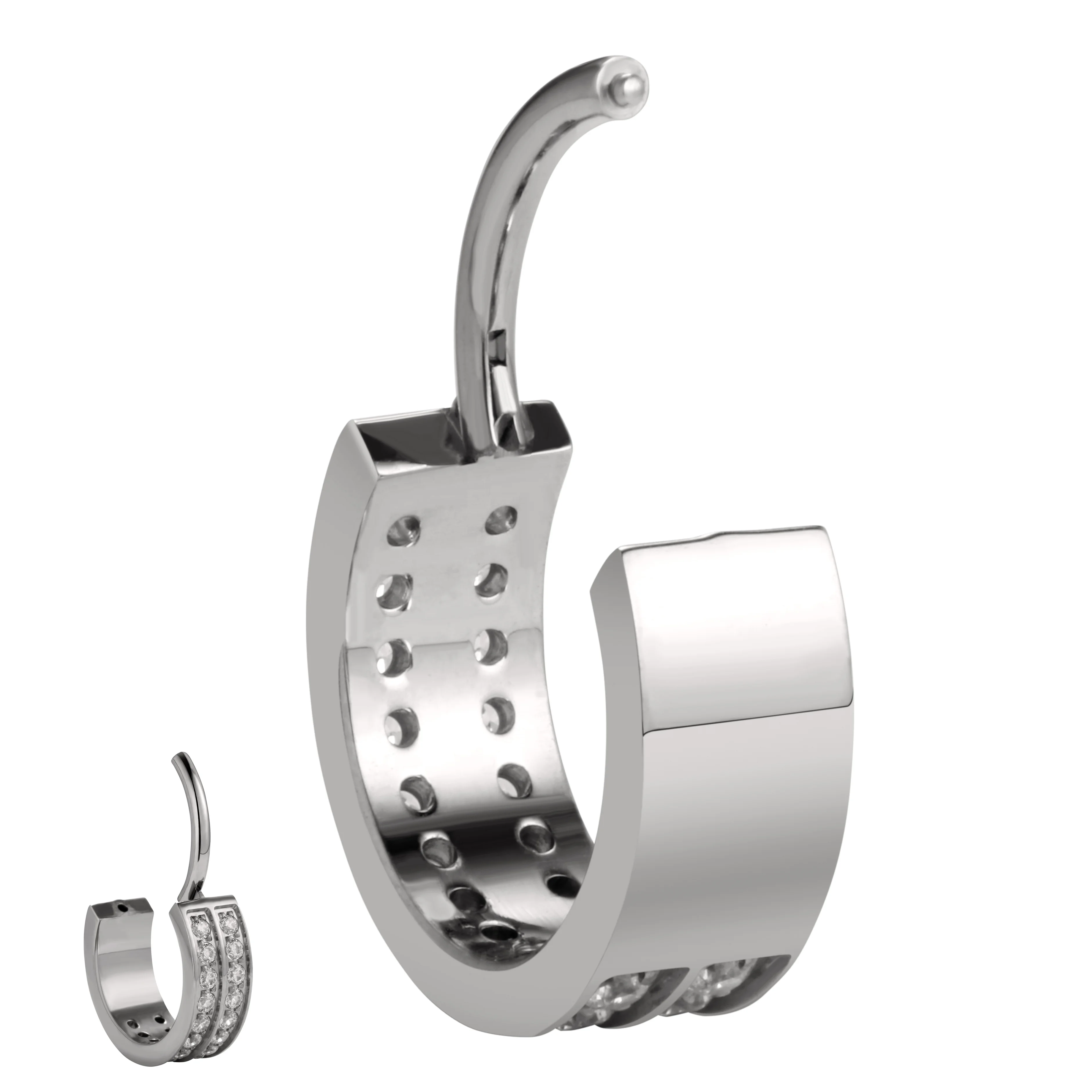 Giometal G23 ASTM F136 Titanium Double Lined Septum Clicker Nose Jewelry Seamless Hinged Ring Helix Daith Body Jewelry Wholesale