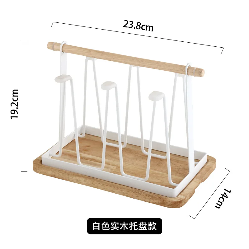 Cup Drying Rack Bottle Drying Rack Metal 6 Cup Mugs Organizer Silicone Protective Hooks Non-Slip Bottle Drying Holder