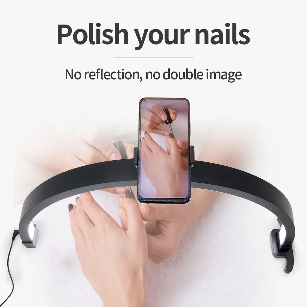 Beauty Manicure Eyelash Salon Moon Light Lamp Table Top Nail Repair Light Desktop Foldable Lamplight With Phone Holder