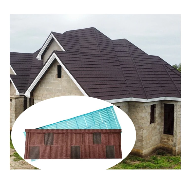 CE Stone Chips Coated Alu Zinc Stone Coated Shingle Metal Color Roof Tile To Africa