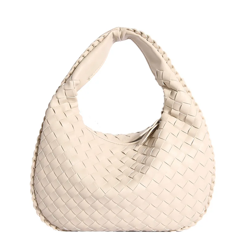 New Handmade Woven Bag Top-handle Braid Leather Hand Bag Purse Women Luxury Knitted Causal Tote Bags Handbags