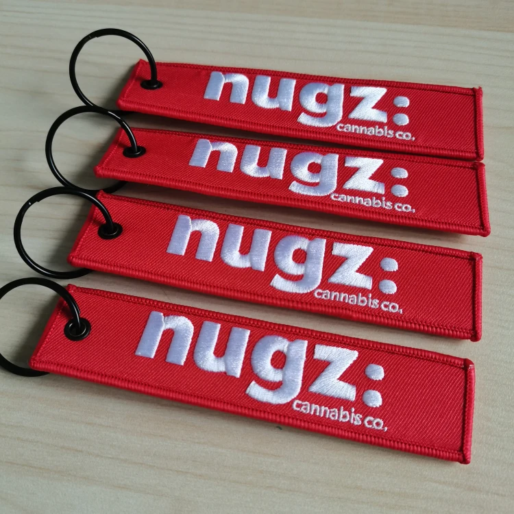 Custom Woven Logo Jet Tag Key Chain Embroidery Keychain Motorcycle Car Anime Key Tags