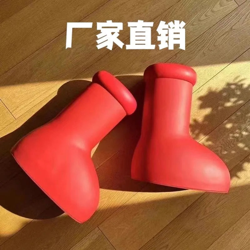Fashion trend cute Mixed material rainy day women sneaker boots Astro Boy Women children red knee-length shoes