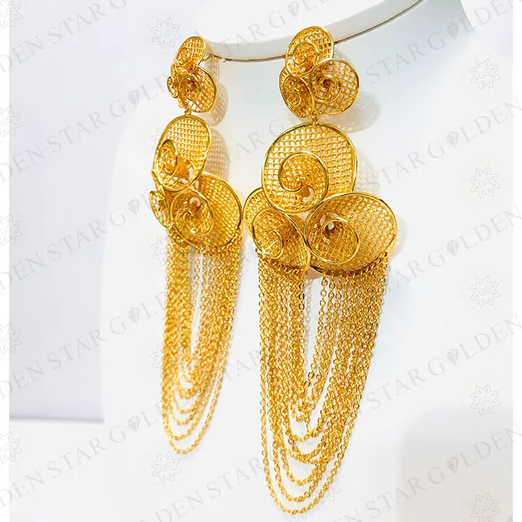 Golden Star Jewelry Findings Hot Selling Gold Plated Earring Dubai Gold Earrings Women