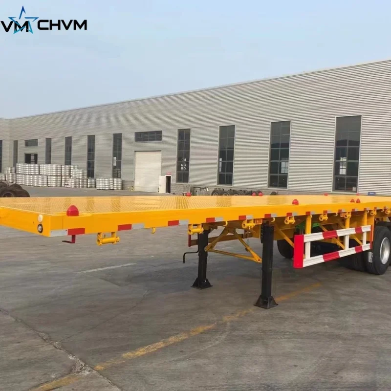 Factory Directly Container Flatbed Truck Semi Trailer 40ft 20ft 48ft 2 3 4 Axles 20 40 ft Feet For Sale With Twist lock