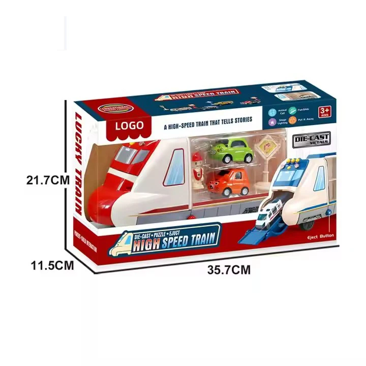 New Arrival 2024 Alloy High Speed Train Toys Car Multifunction Die Cast Alloy Cargo Truck with Storage Compartments Music/light