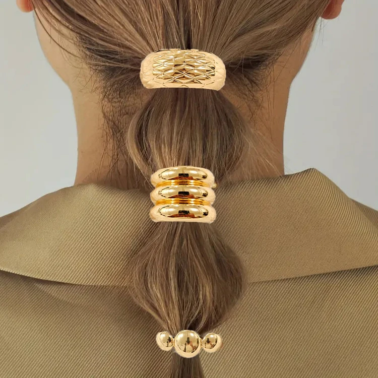 Cheap Mixed Variety of High Elastic Rubber Band Wholesale Irregular Geometric Heart Star Bow Alloy Ponytail Hair Band Headdress