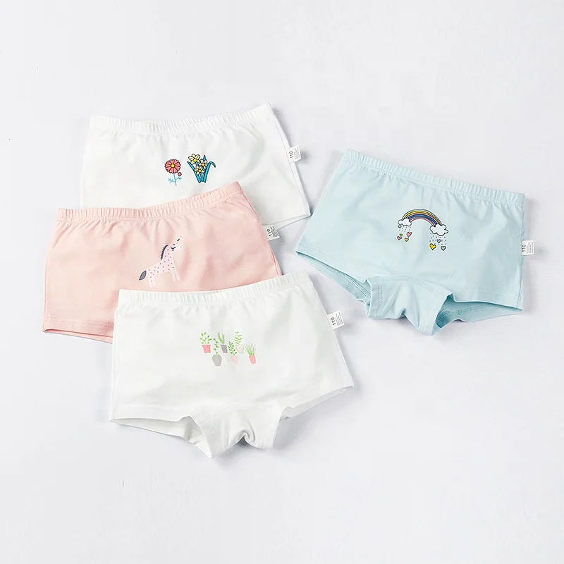 
customer color cotton teen underwear girl boxers 4pcs/bag multipack baby girl briefs underwear 