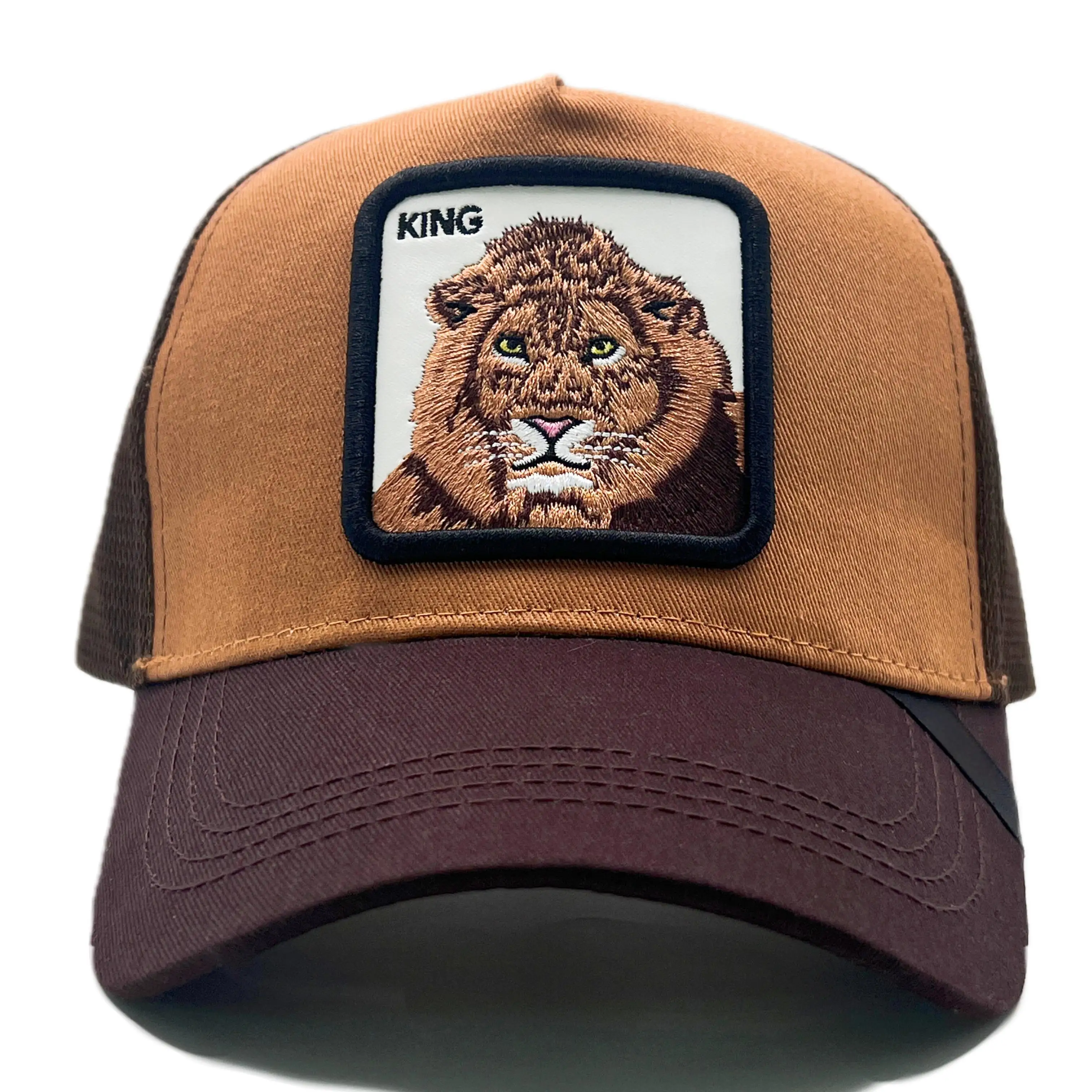 2024 custom embroidered patch decal truck driver hat animal mesh hat 5-panel cotton baseball cap